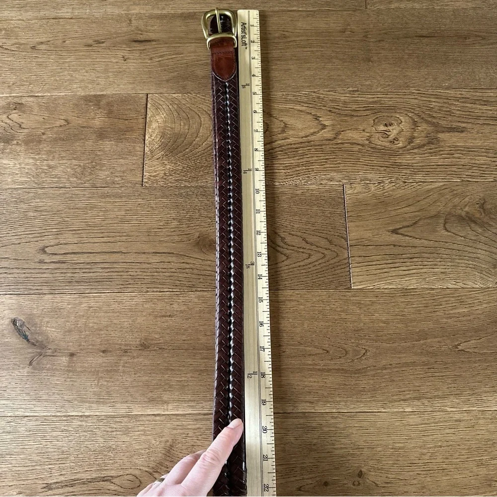 Vintage Coach Braided Belt Brown Leather Sz L 38” 95 cm